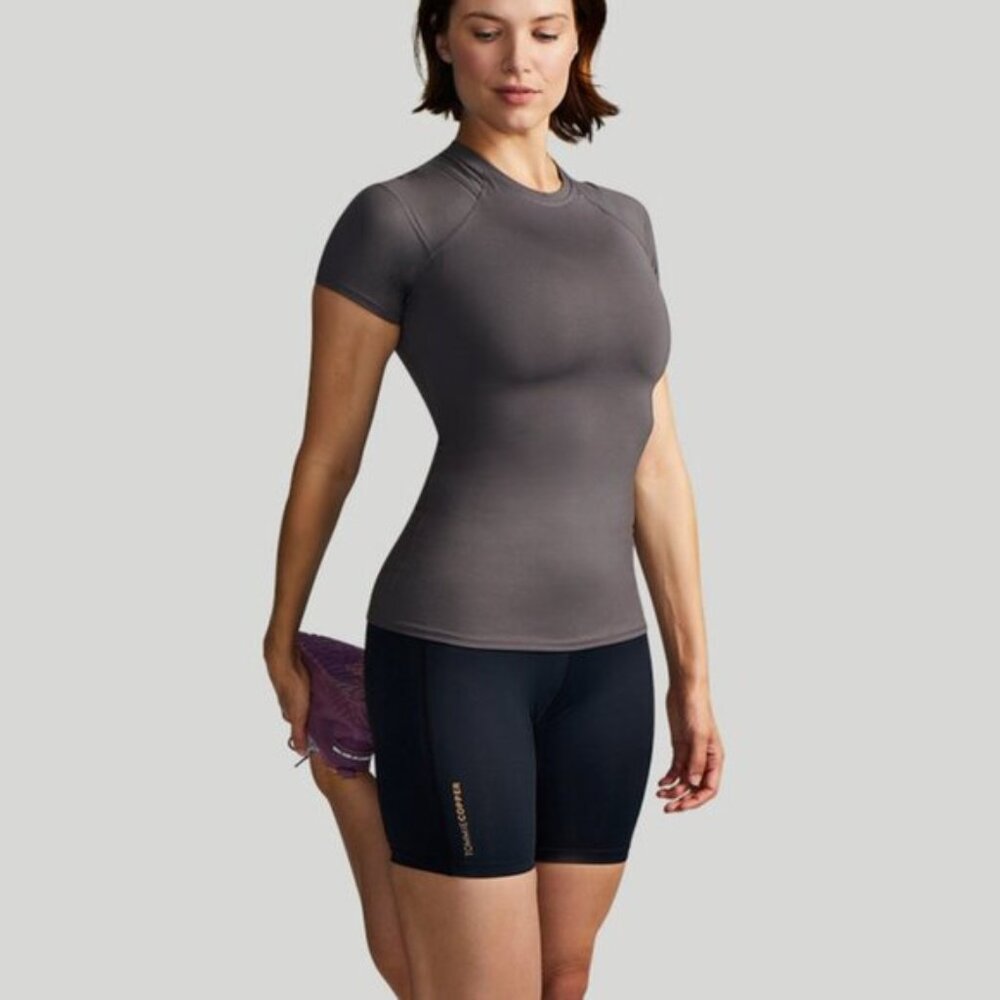 TOMMIE COPPER Women's Gray Short Sleeve Top